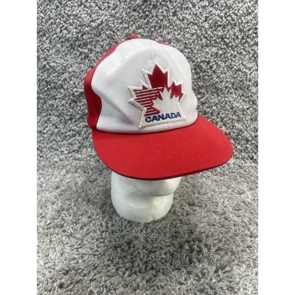 Vintage Trucker Hat Cap Snapback Red White Ted Fletcher Sports Canada Maple Leaf - Picture 1 of 10